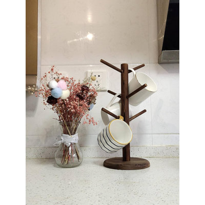 Wood Mug Rack For Counter,Coffee Bar