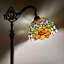 Lampe sur pied Tonsey Tiffany à fleurs roses, rouge et orange, vitrail à DEL, col de cygne réglable H63 po