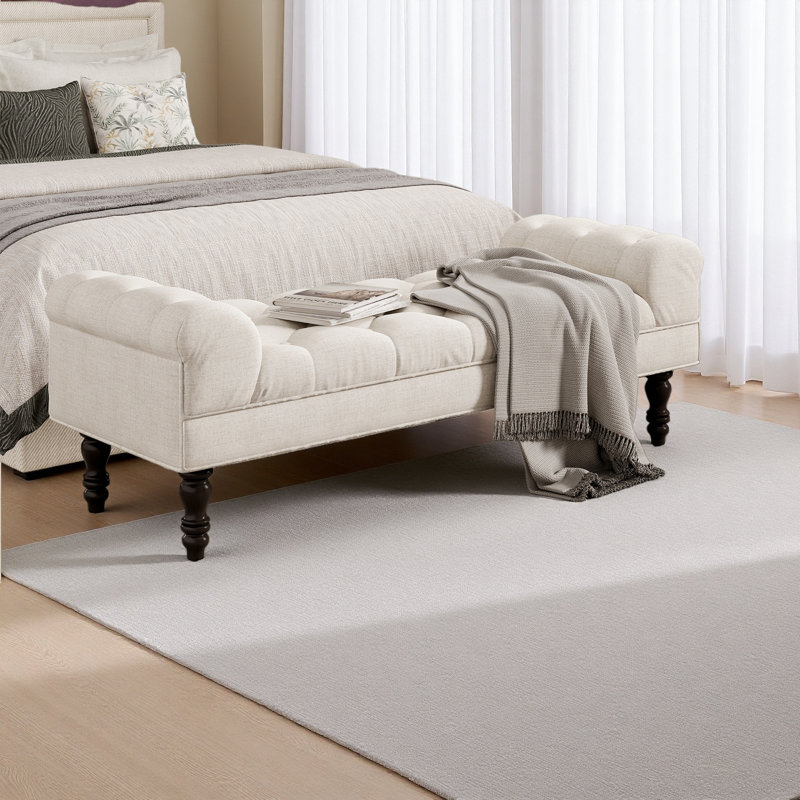 Button-Tufted End Of Bed Bench,Large Upholstered Ottoman,Foot Rest With Legs,Footstool With Rolled Arms,Upholstered Fabric Bench,Indoor Bench For Bedroom
