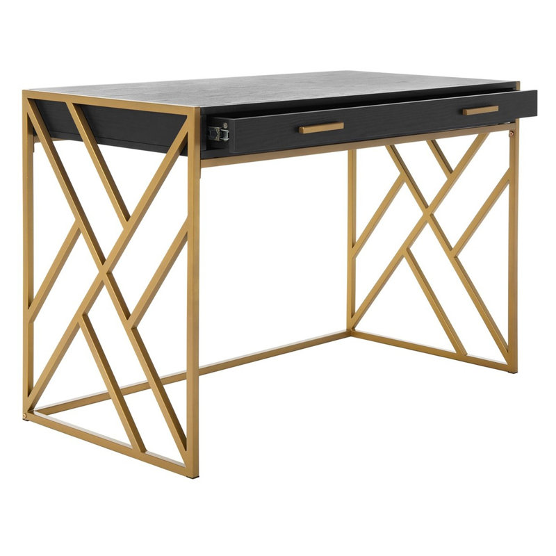 Lovesta Metal Base Writing Desk, Black/Gold