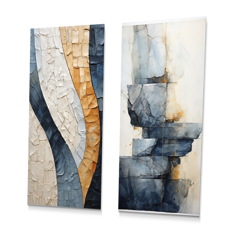 Margriete - ensemble de 2 reproductions d'art en métal Geode Stone, H 28 po x l 24 po