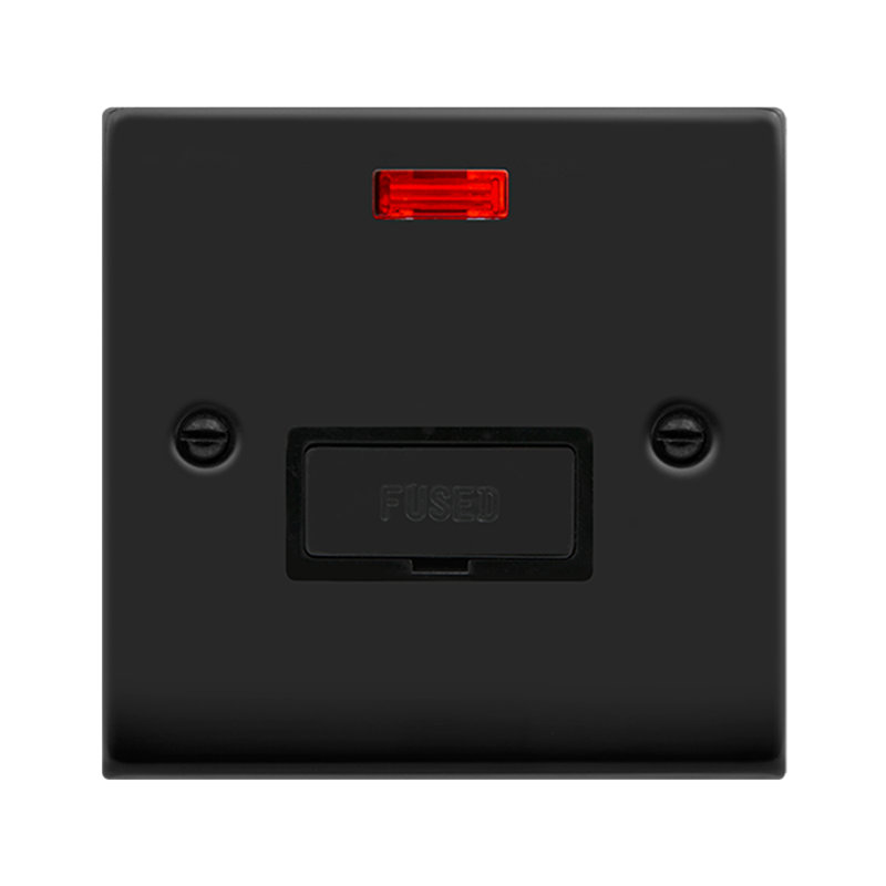 Matt Black 13A Fused Ingot Connection Unit With Neon