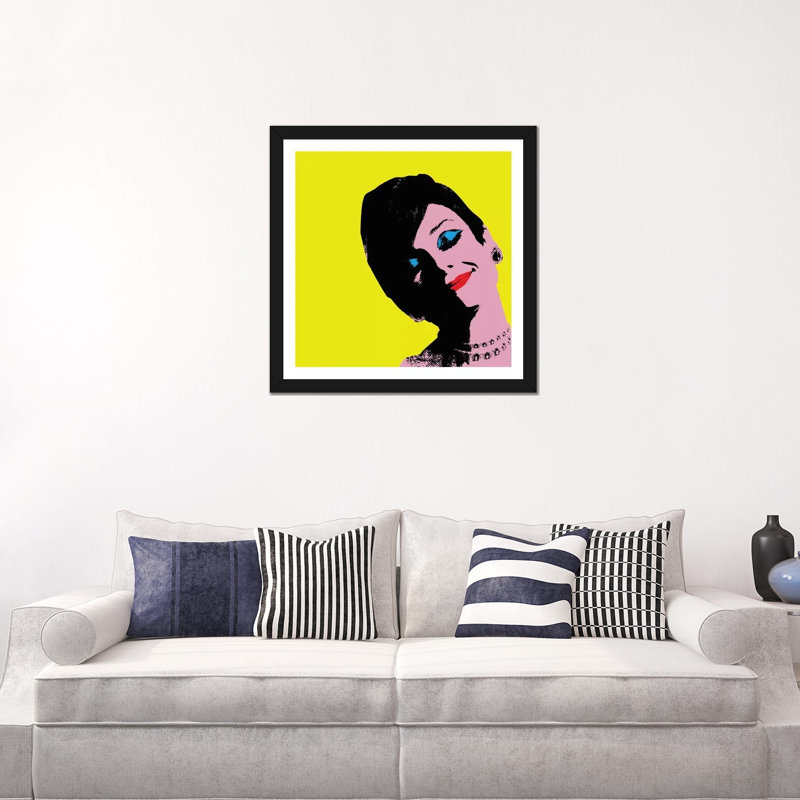 « Audrey Hepburn DOTS » par radio Days-impression d’art graphique, Papier encadré noir, Blanc, H 24 po x l 24 po x P 1 po