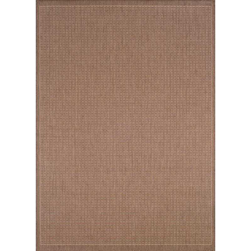 Sania Flatweave Indoor Outdoor Area Rug, Rectangle 5'3" x 7'6", Brown / Tan