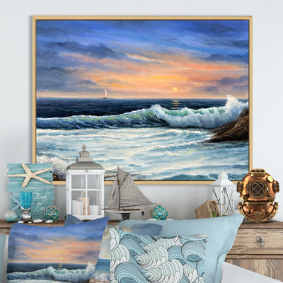 Coucher de soleil sur la plage - reproduction d'art sur toile