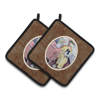 Caroline's Treasures Lady With Her Papillon Polyester Potholder