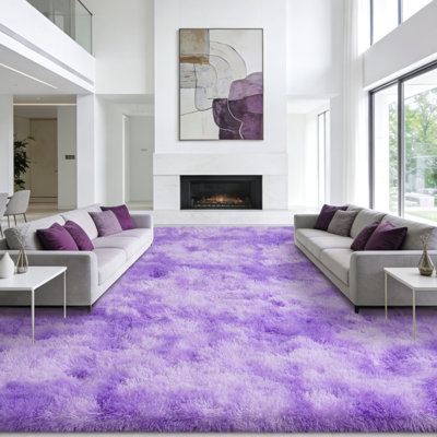 Super Soft Tie-Dyed StarPurple Rug 9x12 ft, Oversized Living Room Rug, Thick Pile Rug, Fluffy Tufted Room Rug For Room Bedroom Large Cozy Fuzzy Rug Room Home Decor Aesthetic Soft Non Slip Rug Decor Aesthetic, Christmas Decor, Halloween Decor