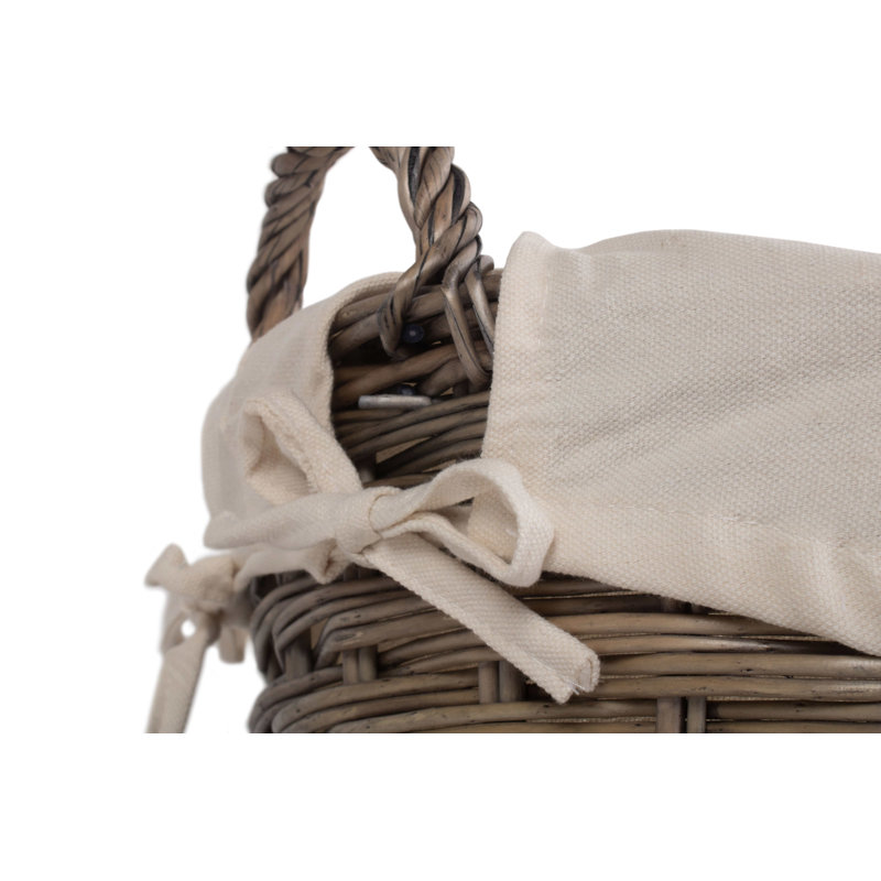 Wicker Wash Basket with Lining, 30cm H x 56cm W x 45cm D