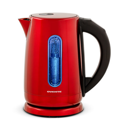 OVENTE Electric Kettle, 1.7L Stainless Steel Water Boiler and Heater with 1100W Power, Temperature Control, Keep Warm Function, Auto Shut-Off, Boil-Dry Protection and Cordless Serving, Red KS58R