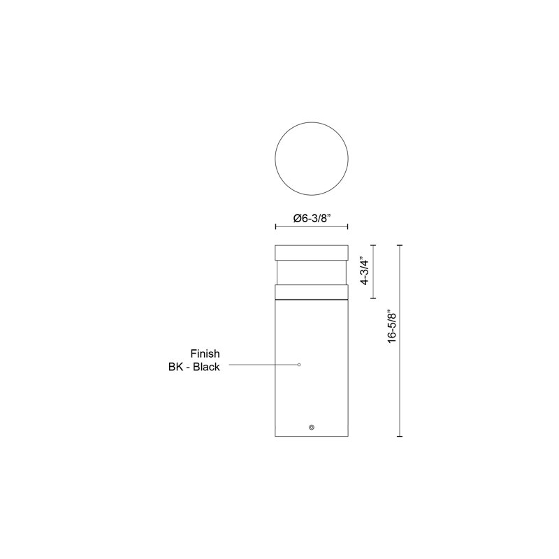 Windermere LED Bollard Light, 16.63" H x 6.38" W x 6.38" D