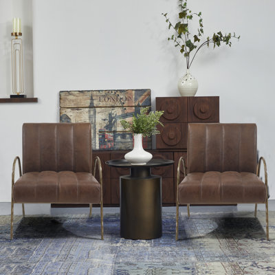 Zailah 27.5'' Wide Genuine Leather Accent Chair