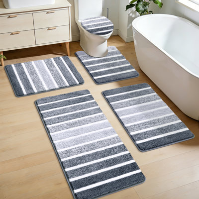 Ensemble de tapis de bain 5 pièces avec envers antidérapant et haute capacité d'absorption
