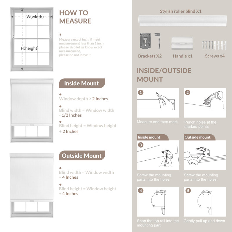 Blackout Roller Shades For Windows Cordless Linen Fabric Roller Blinds For Window Thermal Insulated Fabric UV Protection Window Shades For Home,Blackout,