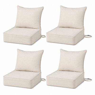 Ensemble de coussins de remplacement pour siège profond 24 po x 24 po avec coussin de dossier, coussin de siège épais de 6 po, tissu d'oléfine, bleu marine, ensemble de 4 (8 pièces)