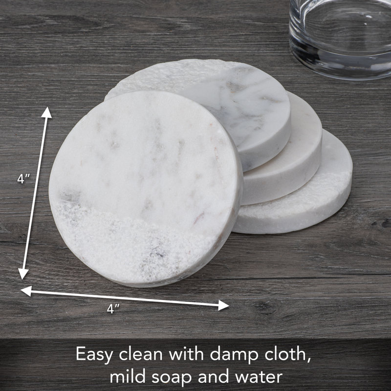 White Round Marble Coasters Set of 4
