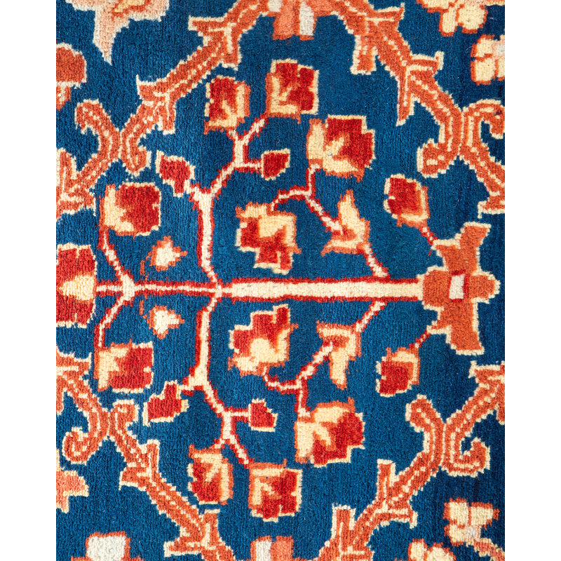 Handmade Blue and Red Wool 9' x 11' Area Rug