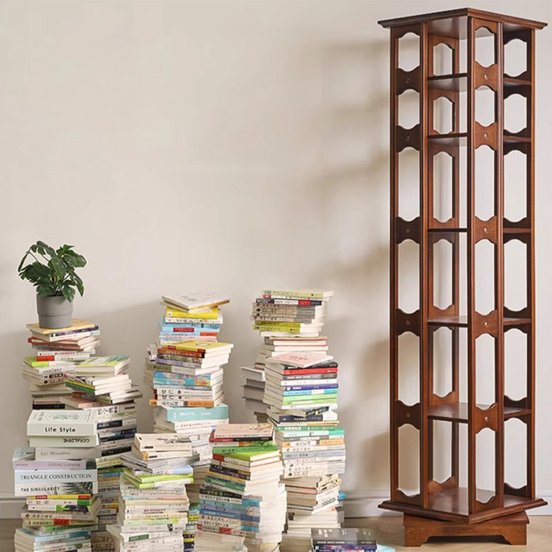 Nut-Brown Modern Solid wood rotating bookshelf
