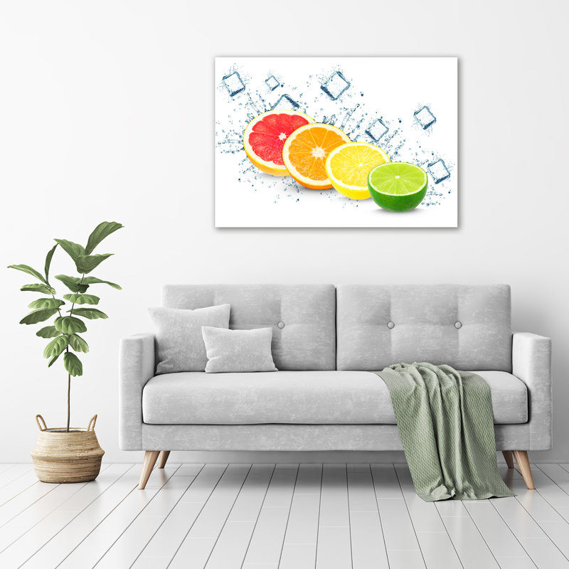 Glass Print Wall Art 100X70cm Image Printed On Glass Decorative Wall Picture Behind Toughened / Tempered Safety Real Glass For Kitchen & Living Room Theme:Citrus Fruits