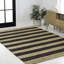 Zemple Rustic Farmhouse Woven Jute Stripe Natural/Black Rug-2104601203