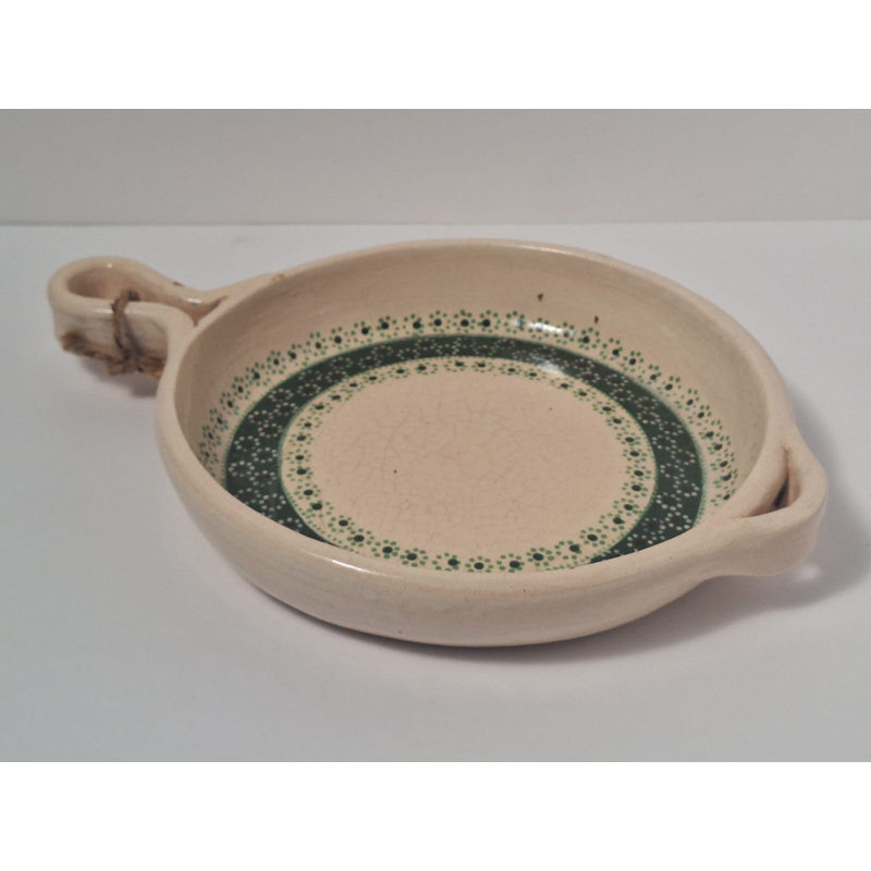 8" Floral Beige Clay Frying Pan