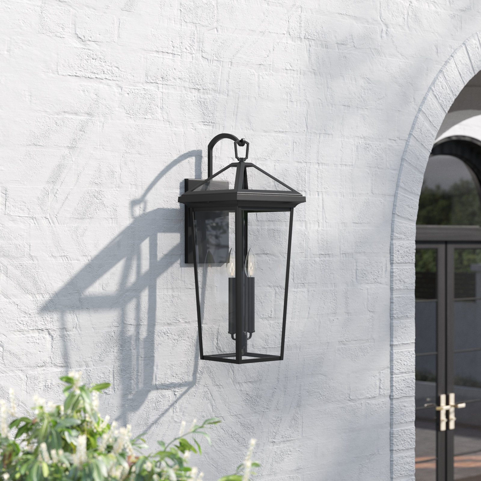 Caliana 2 Light Empire Outdoor Aluminum LED Wall Light, 4, Museum Black