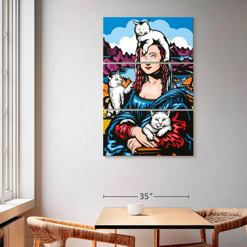 Ketti Mona Lisa With Cats, 65" H x 42" W