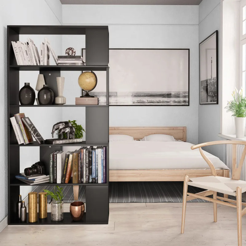 Aleccia 159cm H Bookcase, 159cm H x 80cm W x 24cm D, Black