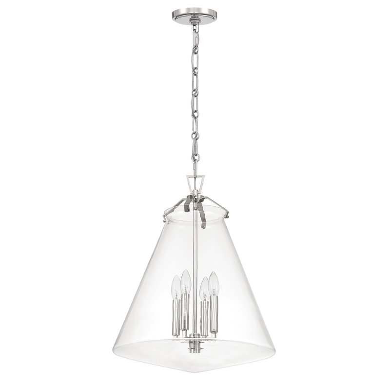 Luminaire suspendu poli 4 lumières Alanya, Nickel