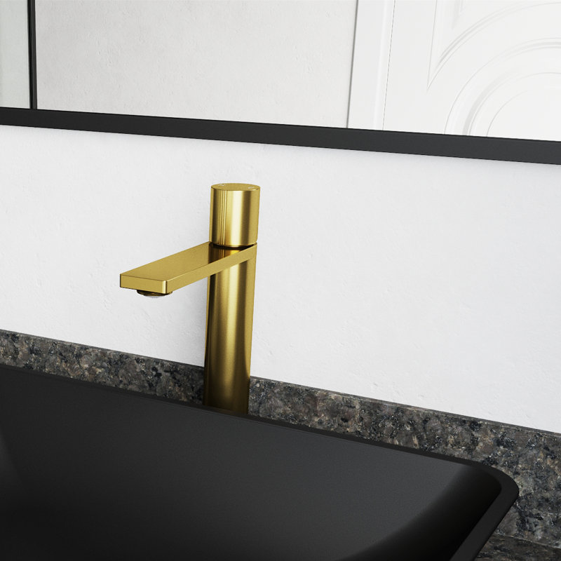 Robinet de lavabo vasque à poignée simple H 12 po Gotham, Or mat