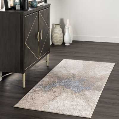 Dequita Contemporary Abstract Beige/Blue Area Rug