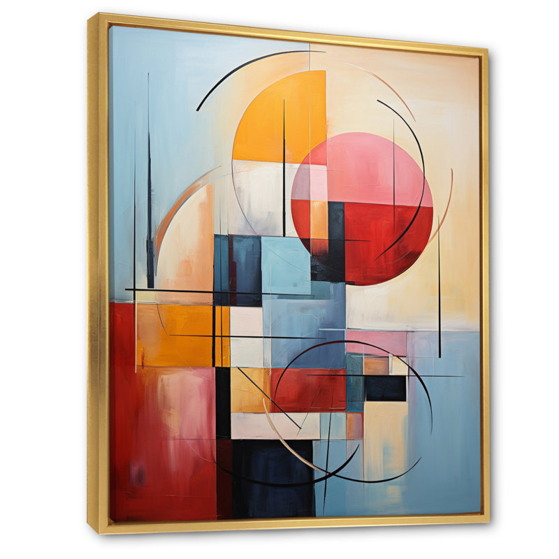 Abstraction géométrique mise au point IV - impression, Cadre flottant doré, H 20 po x l 12 po x P 1 po