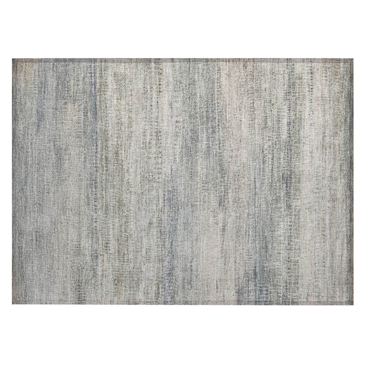 Machine Washable Indoor/Outdoor Xhevrie Linen Rug