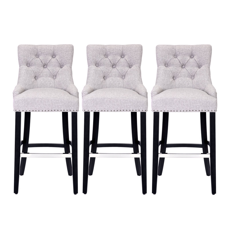 Wren Upholstered Counter Stool, Light Gray