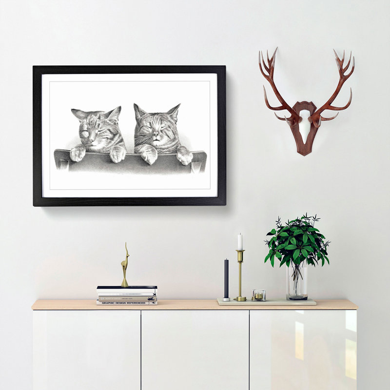 Cats by Thomas Hunter - Picture Frame Graphic Art Print, 27cm H x 36cm W x 2cm D, Black Framed