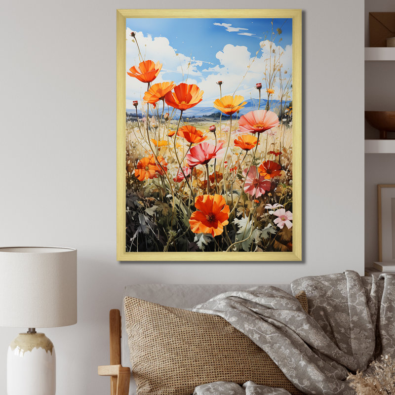 Meadow of Marigolds - Reproduction d'art floral et botanique, H 40 po x l 30 po x P 1,5 po, Encadrement doré