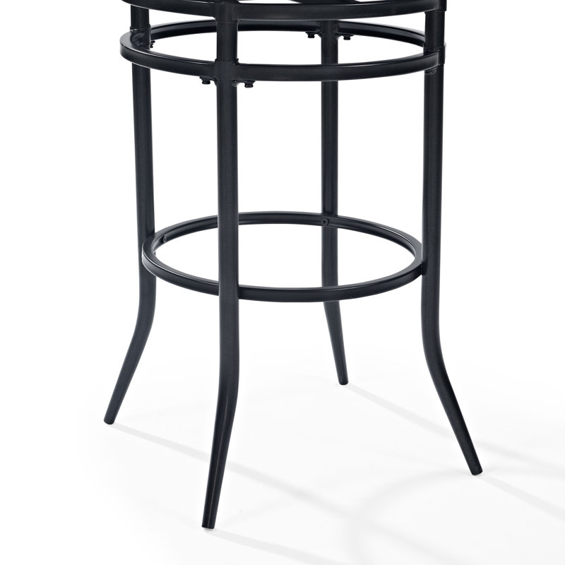 Massena Swivel Upholstered Counter Stool with Metal Frame, Black, Bar Stool (30" Seat Height)