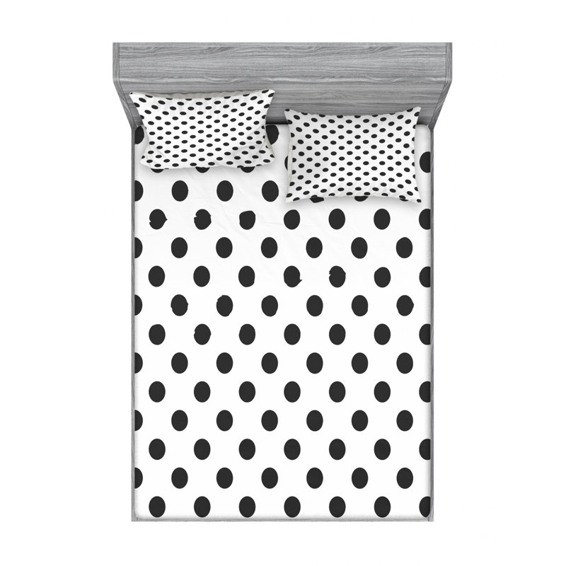 Microfiber Polka Dots Sheet Set, Full Sheet Set + Fitted Sheet + 2 Pillowcases