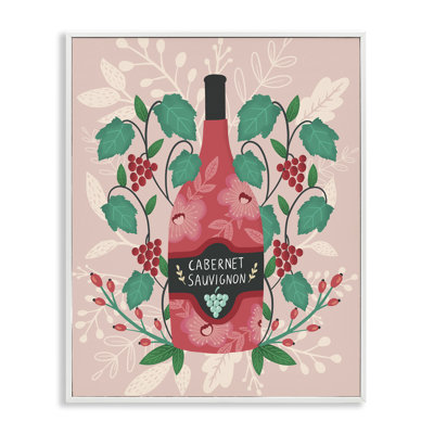  Classic Floral Wine Bottle Framed Giclee Art by Louise Allen Designs