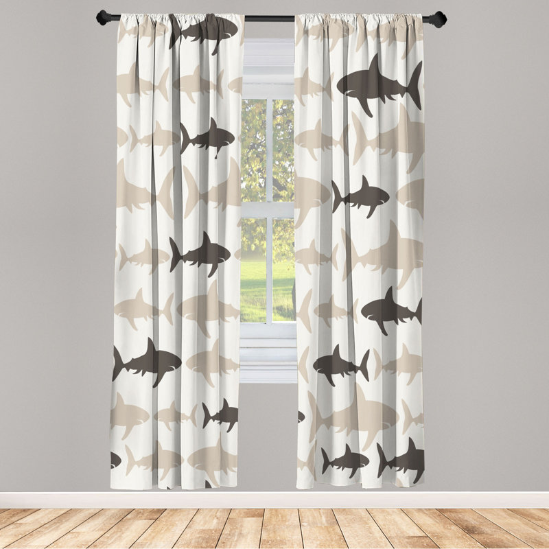 Microfiber Floral Semi-Sheer Rod Pocket Curtain Panels, 28" W x 95" L, Brown/Gray/White