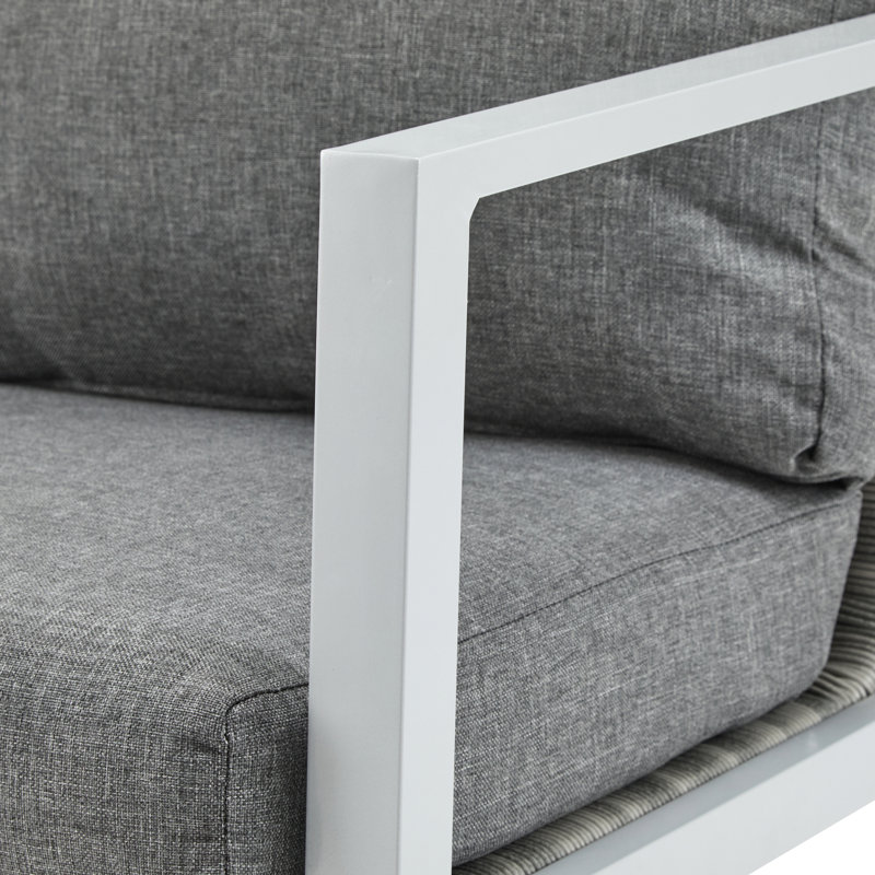 Chaise longue en aluminium avec cadre élégant et coussins, Blanc