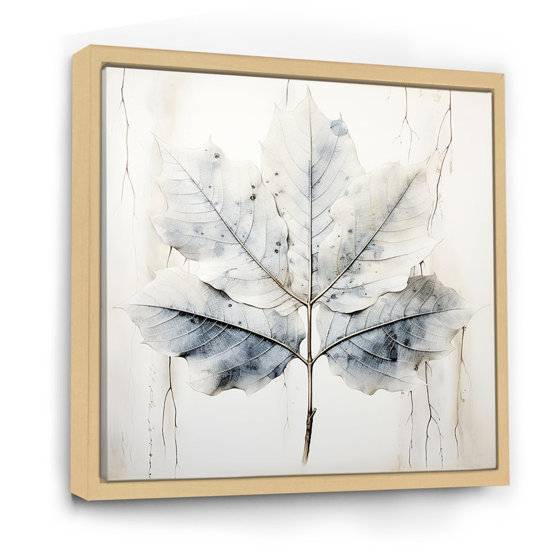" Silver Sycamore Leaf ", 24" H x 24" W x 1" D, Natural Floater Framed