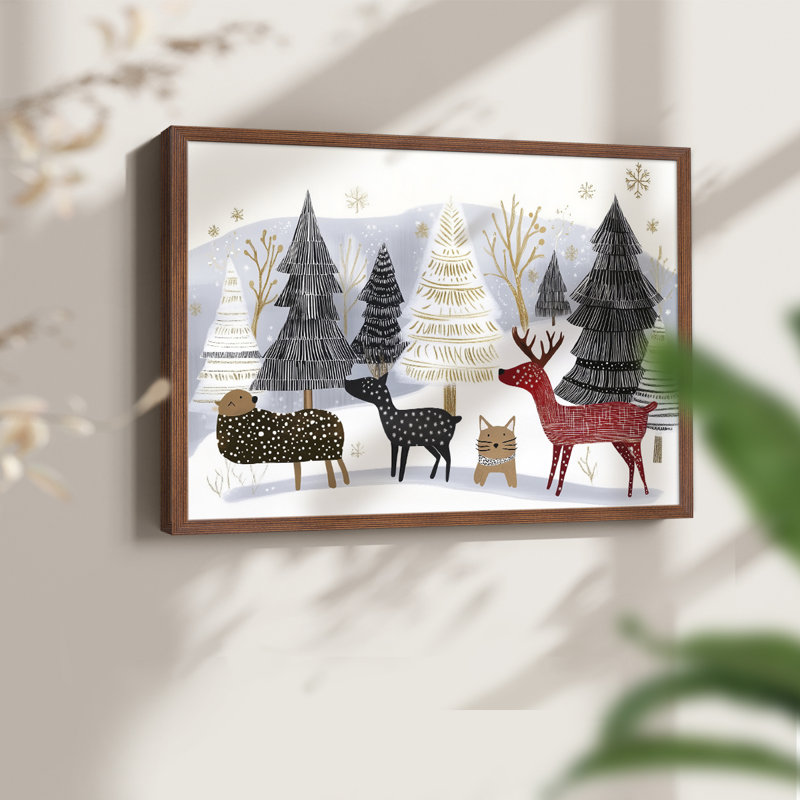 Art de Noël - DCXCII - Reproduction encadrée - Restickable, H 16 po x l 20 po, Noyer