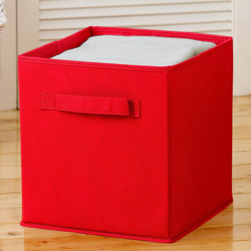 Sorbus 11" Foldable Storage Cubes with Handles, Red