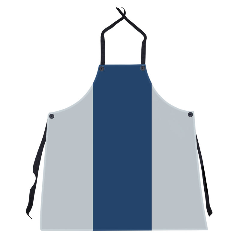 No Pattern Bib Apron, Silver/Navy Blue
