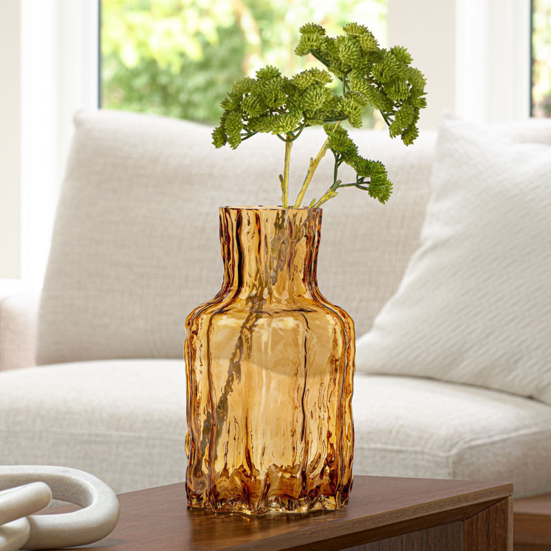 Vase de table Jhonathon, H 9,25 po x l 5,75 po x P 5,75 po, Amber