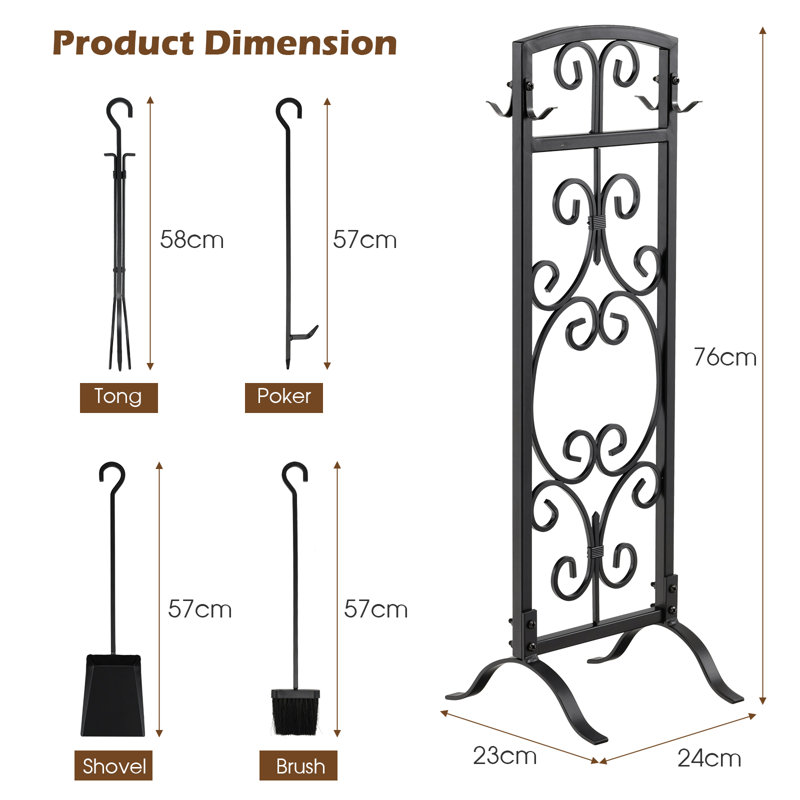 Alyssha Steel Fireplace Tool Set