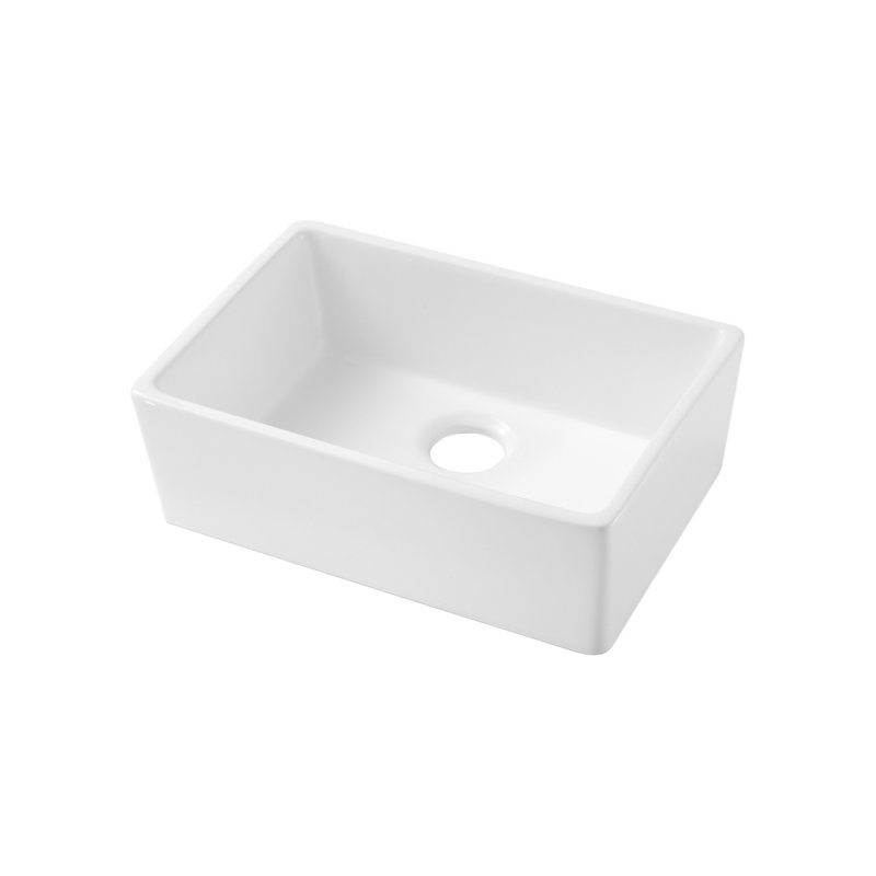 Évier de ferme blanc pour petites cuisines et salles de lavage, lavabo à cuve simple en céramique avec tablier et grille inférieure