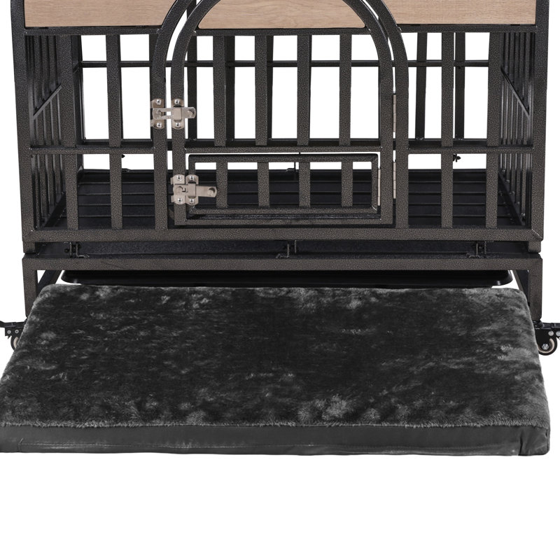 Enceinte pour chien de 46 po de hauteur - construction solide, plateau amovible, roues mobiles, cage de repos confortable pour les chiens anxieux, structure robuste, tapis en mousse facile à verrouiller et à nettoyer
