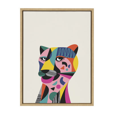 Mid Century Modern Tiger by Rachel Lee 3 Birdies Studio Framed Canvas Wall Art Print