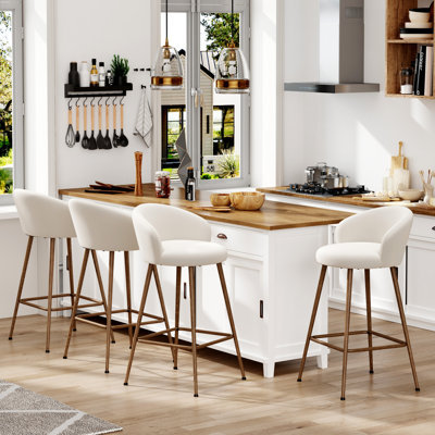 Upholstered Counter Stool With Metal Frame